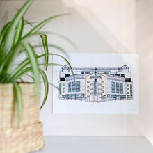 Load image into Gallery viewer, Chelsea FC wall art print. A print of the artist's original pen and watercolour painting of Chelsea Football Club.