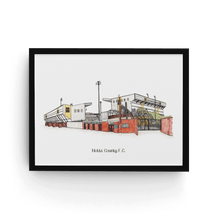 Load image into Gallery viewer, A personalised print of Notts County football stadium, with the club name printed underneath the illustration.