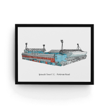 Load image into Gallery viewer, A detailed Ipswich Town Stadium print. Personalised with the club and stadium names printed underneath the illustration.