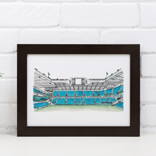 Load image into Gallery viewer, A print of Tottenham Hotspur's previous ground, White Hart Lane. The illustration is of the inside of the ground, the Park Lane stand. Printed from the artist's original artwork, the print is signed.