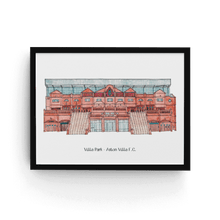 Load image into Gallery viewer, A Villa Park print, a hand drawn illustration of the Holte End stand at Villa Park with the wording 'Villa Park - Aston Villa F.C.' typed underneath.