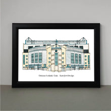 Load image into Gallery viewer, Stamford Bridge Print with the text 'Chelsea Football Club - Stamford Bridge' underneath
