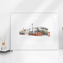 Load image into Gallery viewer, A watercolour and pen painting of Notts County Football Club. The piece is a detailed illustration of the club's stadium.