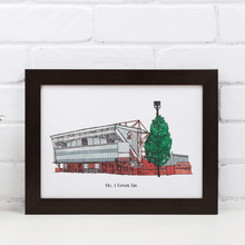 Load image into Gallery viewer, Personalised Nottingham Forest Print of the City Ground with the words 'No. 1 Forest Fan' printed underneath the painting.