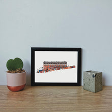 Load image into Gallery viewer, A watercolour print of the Holmesdale Road stand at Selhurst Park stadium by Jessica Sian
