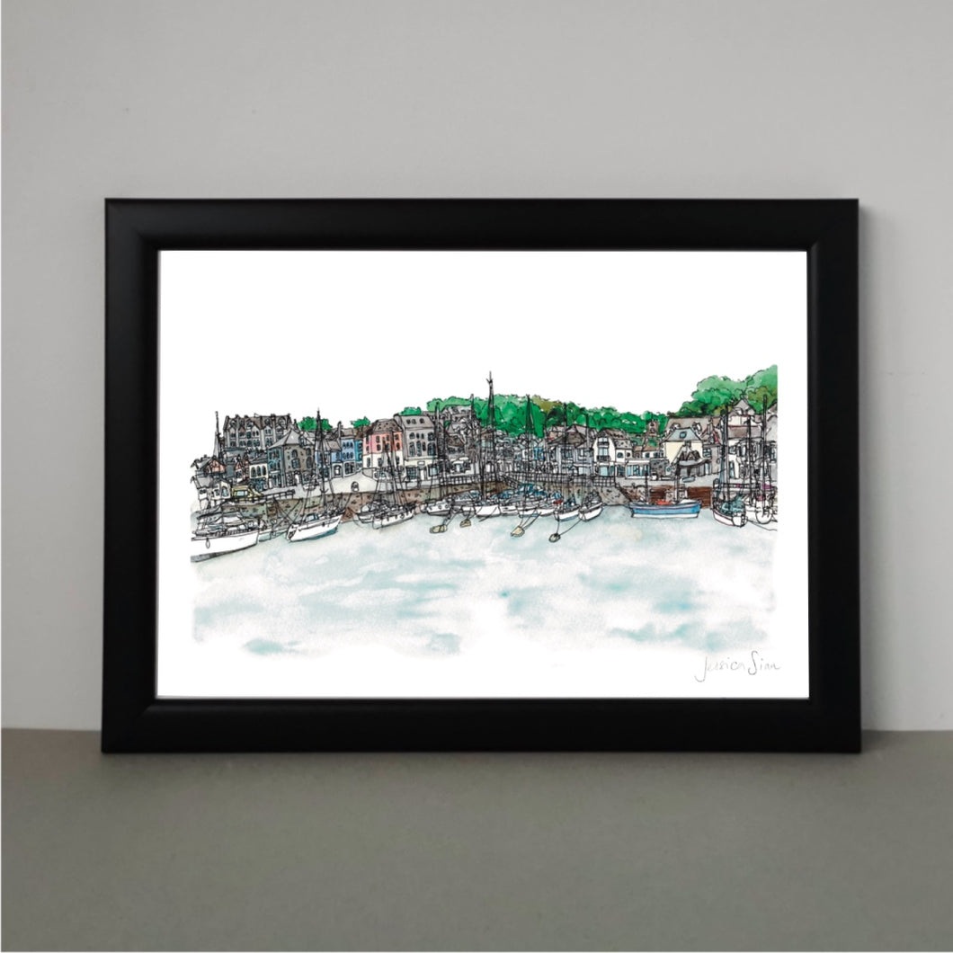 Padstow Harbour Watercolour Print