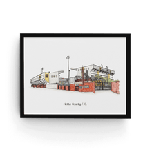 Load image into Gallery viewer, A personalised print of Notts County football stadium, with the club name printed underneath the illustration.
