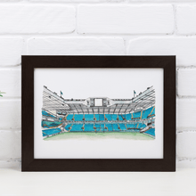 Load image into Gallery viewer, A print of Tottenham Hotspur&#39;s previous ground, White Hart Lane. The illustration is of the inside of the ground, the Park Lane stand. Printed from the artist&#39;s original artwork, the print is signed.
