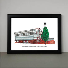 Load image into Gallery viewer, A detailed Nottingham Forest art print of the City Ground football stadium with the text &#39;Nottingham Forest Football Club - City Ground&#39; underneath.

