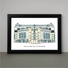 Load image into Gallery viewer, Stamford Bridge Print with the text &#39;Chelsea Football Club - Stamford Bridge&#39; underneath
