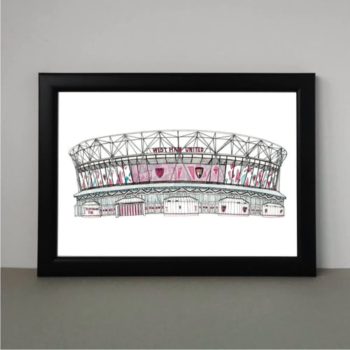 a hand drawn West Ham United London Stadium print by Jessica Sian. 