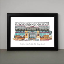Load image into Gallery viewer, The Boleyn Ground West Ham Print with the text &#39;West Ham United Football Club - Boleyn Ground&#39; underneath.
